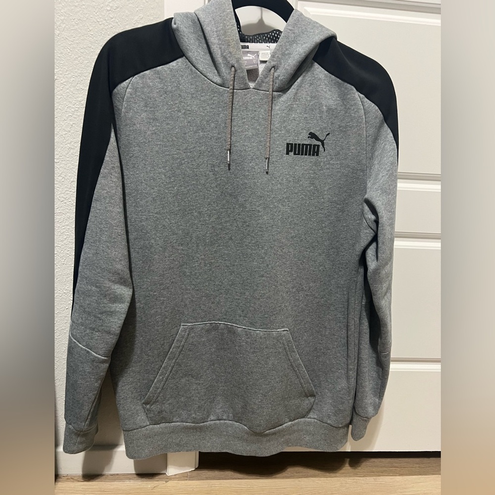 Puma Men's Two-Tone Hoodie in Gray and Black
